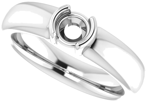 Sužadėtuvių Žiedas „Half Bezel Solitaire“ 585 Baltojo Aukso Round 4.8mm (5)