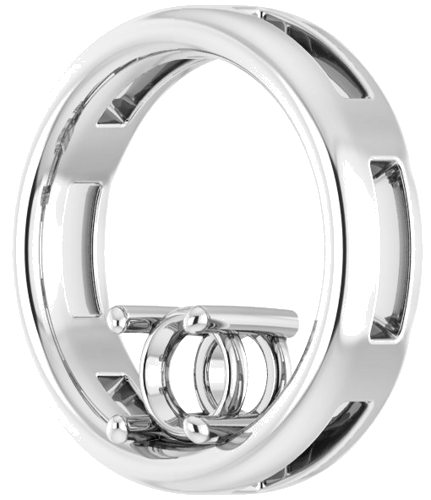 Pakabukas „Solitaire Circle“ 585 Baltojo Aukso Round 4.8mm (2)