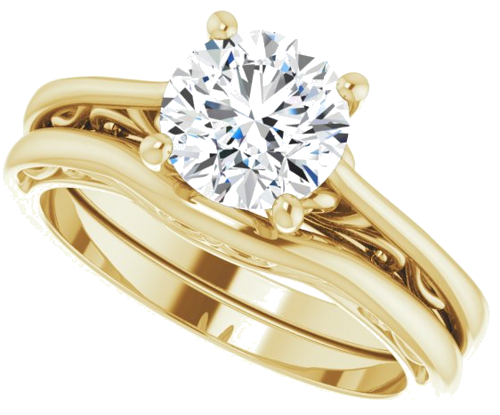 14K Yellow 7 mm Round Solitaire Engagement Ring Mounting (10)