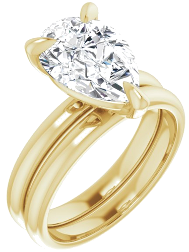 Sužadėtuvių Žiedas „Solitaire“ 585 Geltonojo Aukso Pear Shape 12mm x 8mm (6)