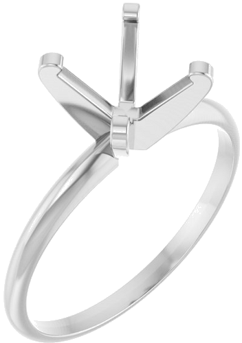 14K White 8 mm Round Ultra-Lightweight Solitaire Engagement Ring Mounting (1)