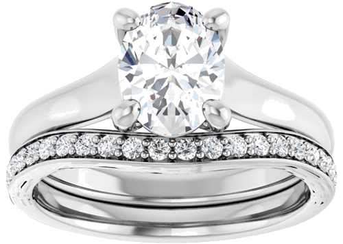 14K White 8x6 mm Oval Solitaire Engagement Ring Mounting (8)