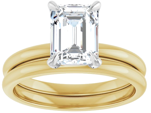 Sužadėtuvių Žiedas „Solitaire“ 750 Baltojo Ir Geltonojo Aukso Emerald 8mm x 6mm (8)