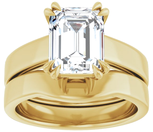 10K Yellow 9x7 mm Emerald Engagement Ring Mounting (8)