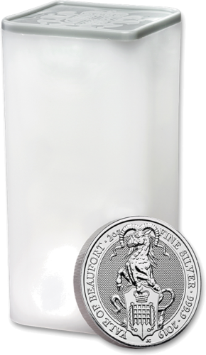 2019 Beauforto Ožys Karalienės žvėrys Didžioji Britanija 2 oz sidabrinė moneta (3)