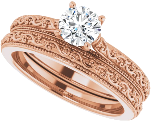 14K Rose  5.2 mm Round Solitaire Engagement Ring Mounting (10)