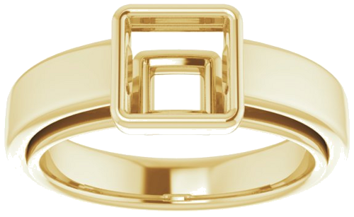 14K Yellow  6 mm Square Solitaire Engagement Ring Mounting (3)