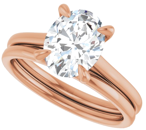 14K Rose  9x7 mm Oval Solitaire Engagement Ring Mounting (10)