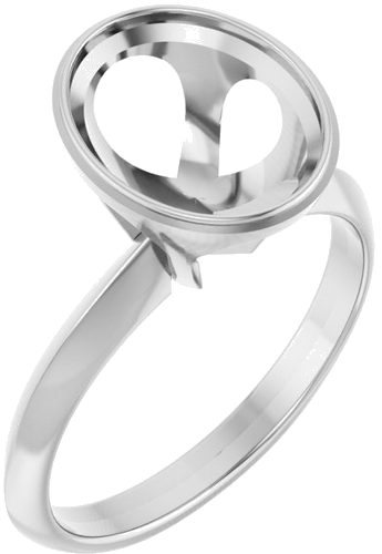 14K White 10 x 8 mm Oval Solitaire Engagement Ring Mounting (1)