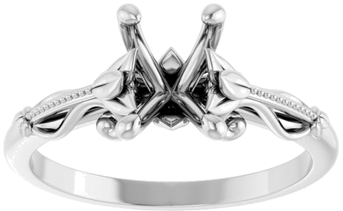 14K White 7x5 mm Emerald Sculptural-Inspired Engagement Ring Mounting (3)