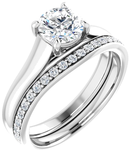 14K White 6 mm Round Solitaire Engagement Ring Mounting (6)