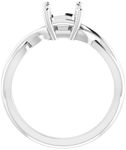 14K White 8x6 mm Emerald Solitaire Engagement Ring Mounting (2)