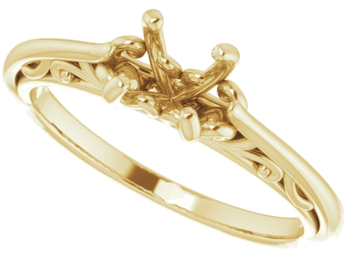 14K Yellow 5.8 mm Round Engagement Ring Mounting (10)