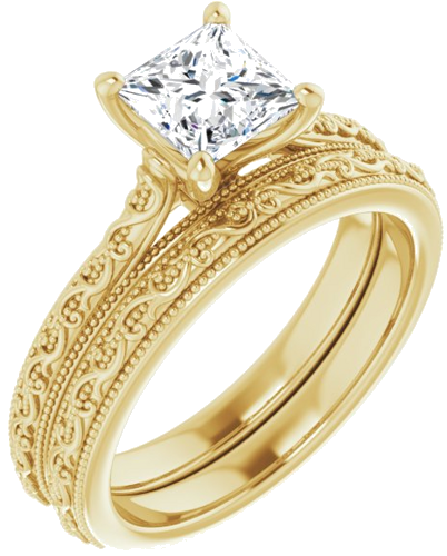 Sužadėtuvių Žiedas „Solitaire Sculptural“ 14k yellow gold Square 5.5mm (6)