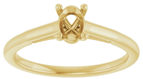 Sužadėtuvių Žiedas „Solitaire“ 585 Geltonojo Aukso Oval 6mm x 4mm (3)