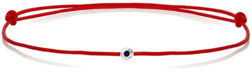 Red thread bracelet with a white gold bead and sapphire (1)