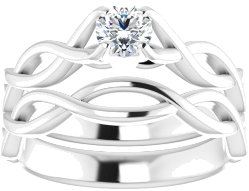 Sužadėtuvių Žiedas „Solitaire“ 585 Baltojo Aukso Round 4.4mm (8)