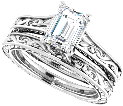 14K White  7x5 mm Emerald Solitaire Engagement Ring Mounting (10)