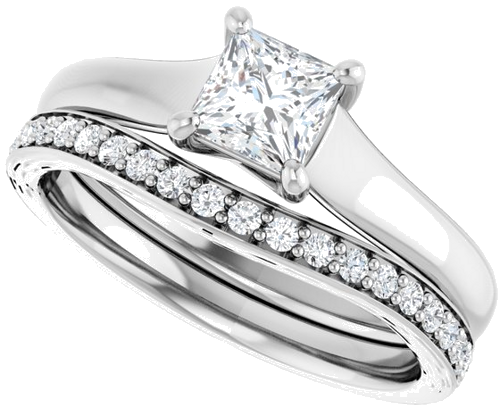 Sužadėtuvių Žiedas „Solitaire“ 585 Baltojo Aukso Square 4.5mm (10)