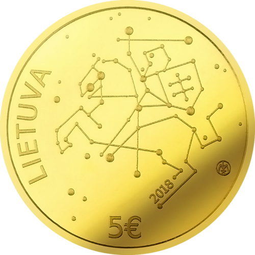 2018 Satellites Lithuania 5 Euro gold coin (Technology Science) (2)