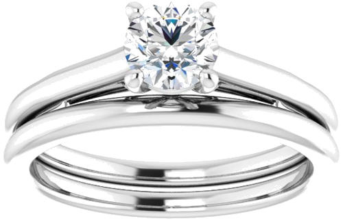 Sužadėtuvių Žiedas „Solitaire“ 585 Baltojo Aukso Round 5.2mm (8)