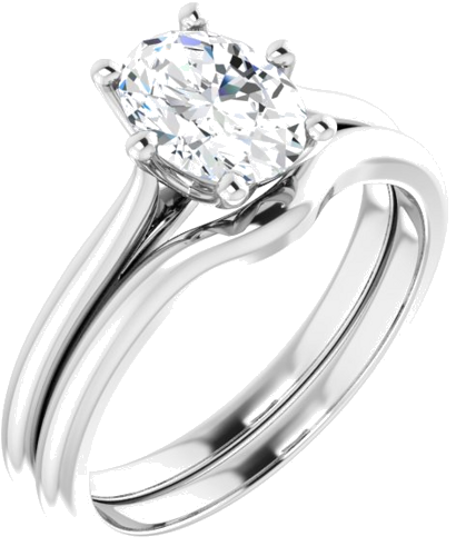 Sužadėtuvių Žiedas „Solitaire“ 585 Baltojo Aukso Oval 8mm x 6mm (6)