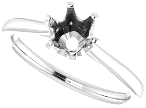 14K White 6 mm Round Engagement Ring Mounting (5)