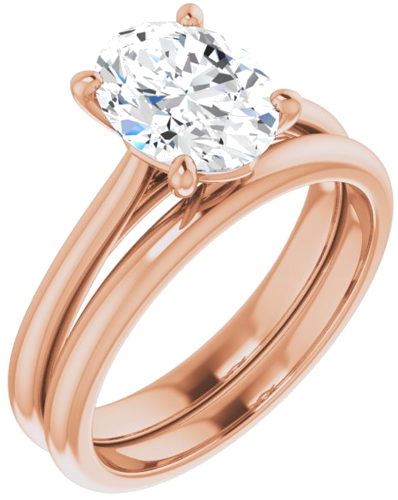 Sužadėtuvių Žiedas „Solitaire“ 585 Rožinis Aukso Oval 9mm x 7mm (6)