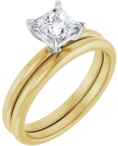 Sužadėtuvių Žiedas „Solitaire“ 585 Baltojo Ir Geltonojo Aukso Square 5mm (6)