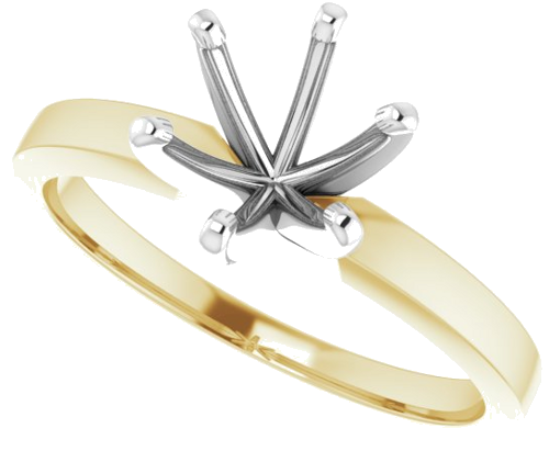 14K Yellow   White 6.6-7.2 mm Round 6-Prong Solitaire Engagement Ring Mounting (5)