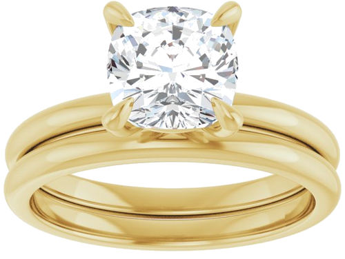 14K Yellow  7x7 mm Cushion Solitaire Engagement Ring Mounting (8)
