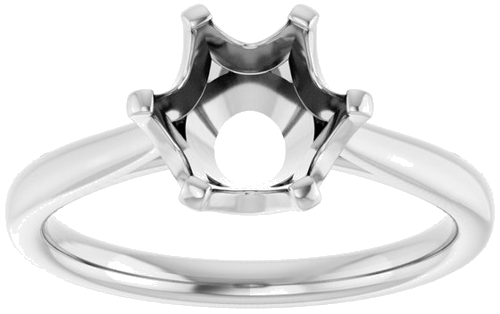14K White 8 mm Round Engagement Ring Mounting (3)