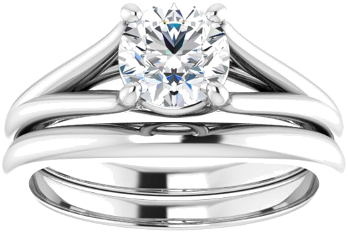 Sužadėtuvių Žiedas „Solitaire“ 585 Baltojo Aukso Round 6mm (8)