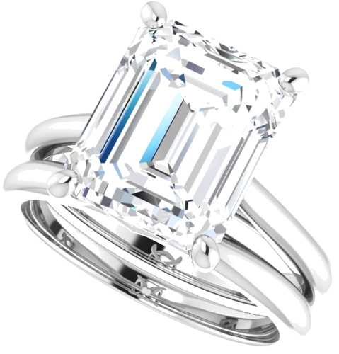 14K White 11x9 mm Emerald Solitaire Engagement Ring Mounting (10)