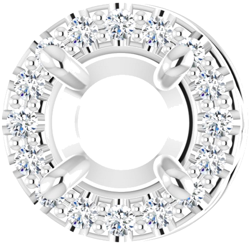 Pakabukas „Halo-Style“ 585 Baltojo Aukso Round 4.8mm (1)