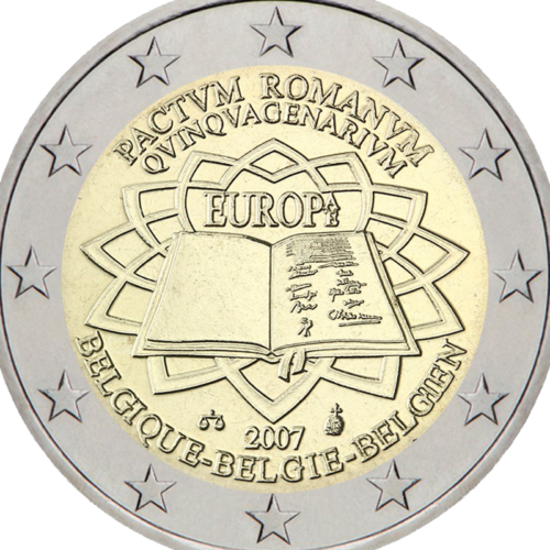 2007 г. Белгия Римски договор (TOR) - монета от 2 евро (2)