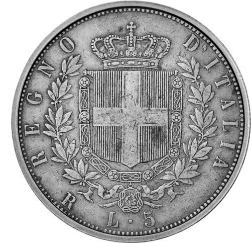 5 Liros Victor Emmanuel II (1861-1878) Italijos sidabrinė moneta (2)