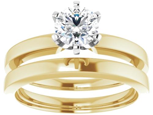 14K Yellow White 5.5 mm Round Solitaire Engagement Ring Mounting (8)