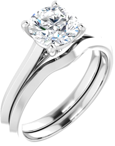 Sužadėtuvių Žiedas „Solitaire“ 585 Baltojo Aukso Round 7mm (6)