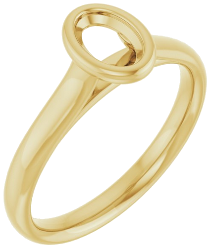 Sužadėtuvių Žiedas „Bezel-Set Solitaire“ 585 Geltonojo Aukso Oval 6mm x 4mm (1)