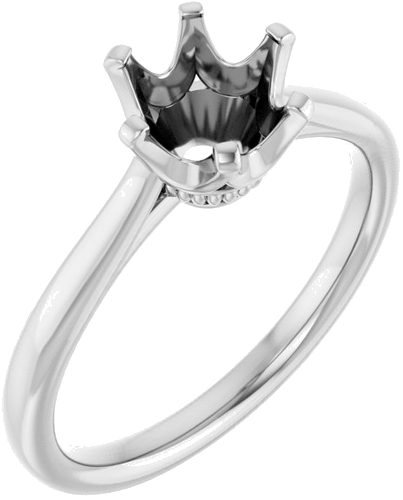 14K White 7 mm Round Engagement Ring Mounting (1)