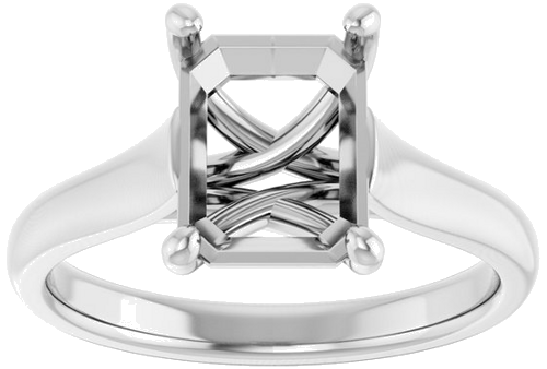 14K White 9x7 mm Emerald Solitaire Engagement Ring Mounting (3)