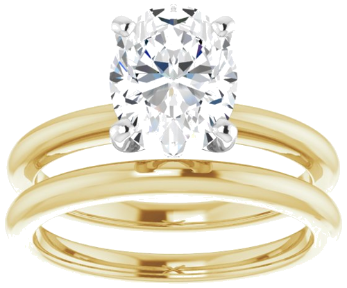 Sužadėtuvių Žiedas „Solitaire“ 585 Baltojo Ir Geltonojo Aukso Oval 9mm x 7mm (8)