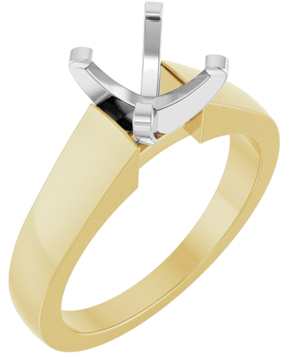 14K Yellow White 7.4 mm Round Solitaire Engagement Ring Mounting (1)