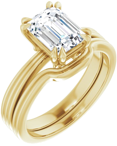 14K Yellow 8x6 mm Emerald Solitaire Engagement Ring Mounting (6)