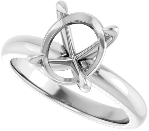 14K White 10x8 mm Oval Solitaire Engagement Ring Mounting (5)