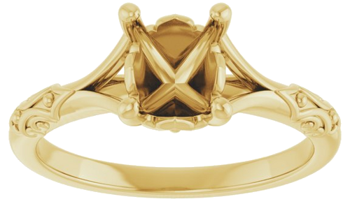 Sužadėtuvių Žiedas „Solitaire Split Shank“ 585 Geltonojo Aukso Oval 8mm x 6mm (3)