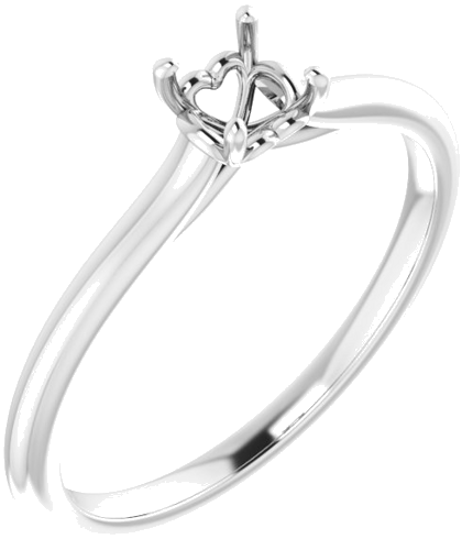 14K White  4.4 mm Round Solitaire Engagement Ring Mounting (1)