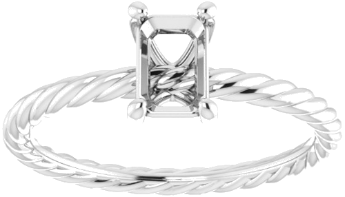 Sužadėtuvių Žiedas „Solitaire“ 585 Baltojo Aukso Emerald 6mm x 4mm (3)