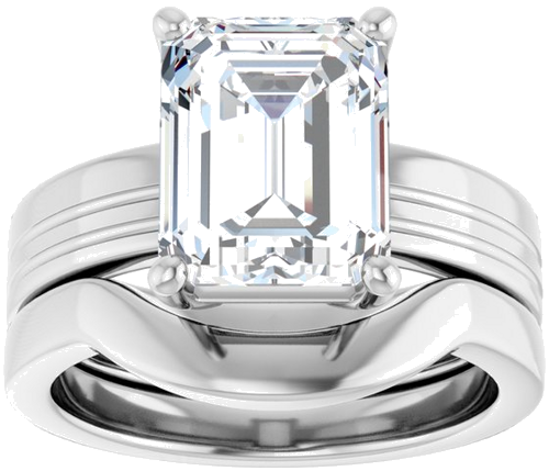 14K White 10x8 mm Emerald Solitaire Engagement Ring Mounting (8)